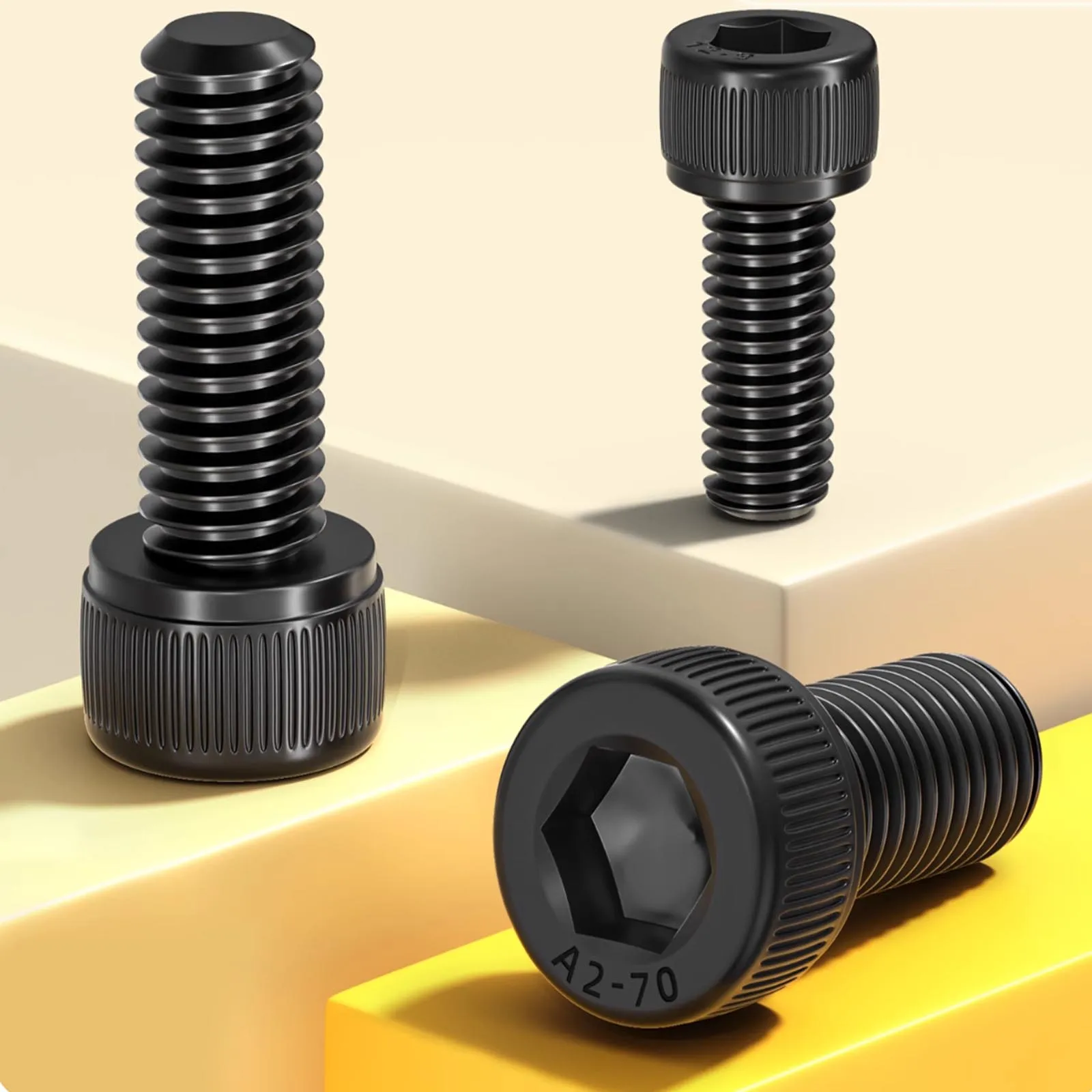 2/5/50pcs M1.6 M2 M2.5 M3 M4 M5 M6 M8 DIN912 Black Plating 304 A2 Stainless Steel Allen Hexagon Hex Socket Cap Head Screw Bolt