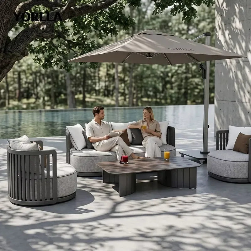 European-Style Outdoor Garden Furniture Set Customizable Aluminum Alloy Outdoor Sofa for Courtyard Villa