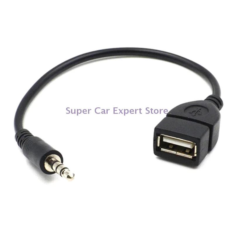 3.5 mm Male AUX Audio Jack Plug To USB 2.0 Female Converter Cable Cord Adapte Car MP3 Player Converter