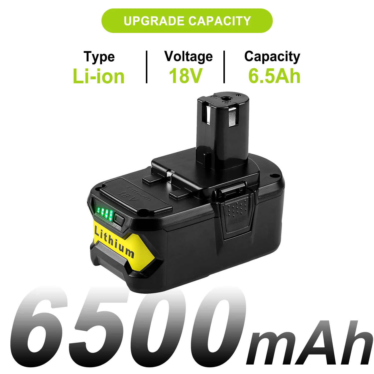 P117 For Ryobi 12V 18V Dual Battery Charger with 2 Pack 6500mAh Rechargeable Lithium Battery for Ryobi P107 P108 P109 P102 P104