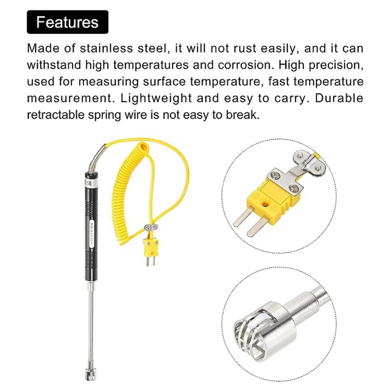 K Type Surface Thermocouple NR81532B Temperature Sensor Probe -58 To 932°F (-50 To 500°C)