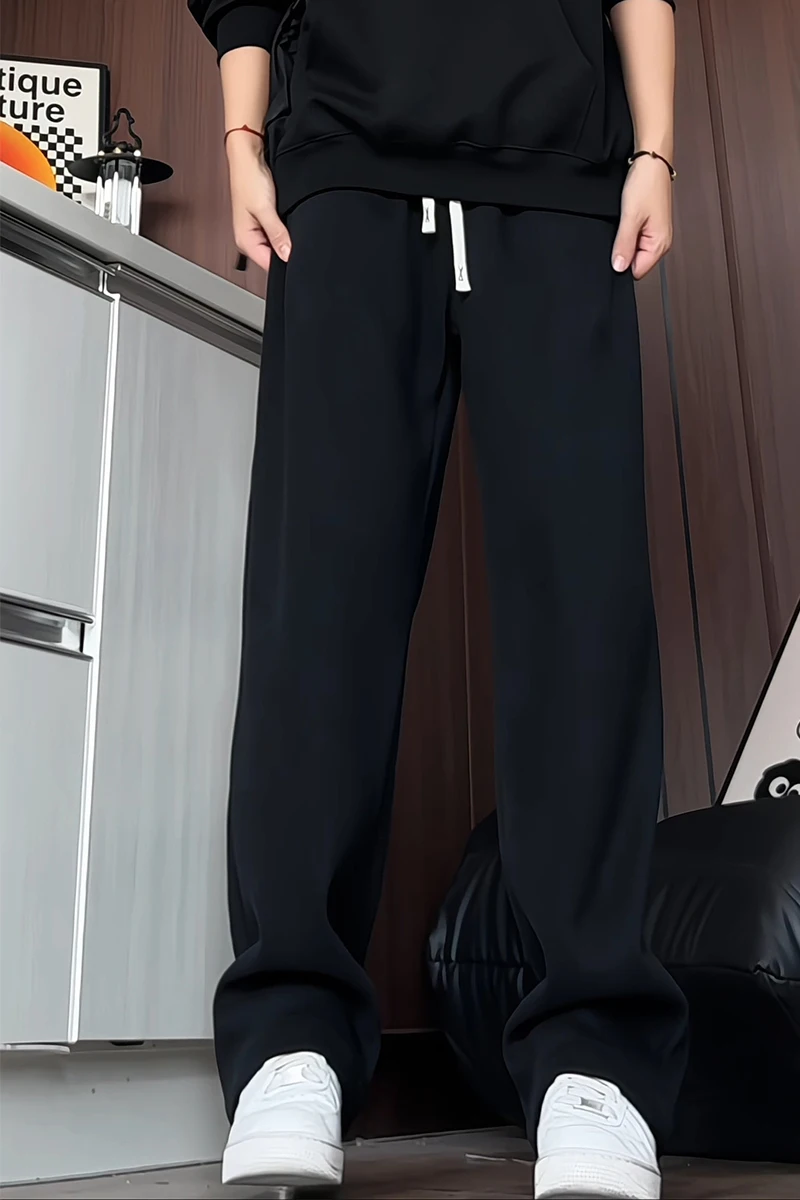 Pantalones Hombre موضة الشتاء سميكة الدافئة الرياضة SweatPants الرجال الملابس حجم كبير مستقيم الرجال بناطيل كاجوال فضفاضة 5XL-M