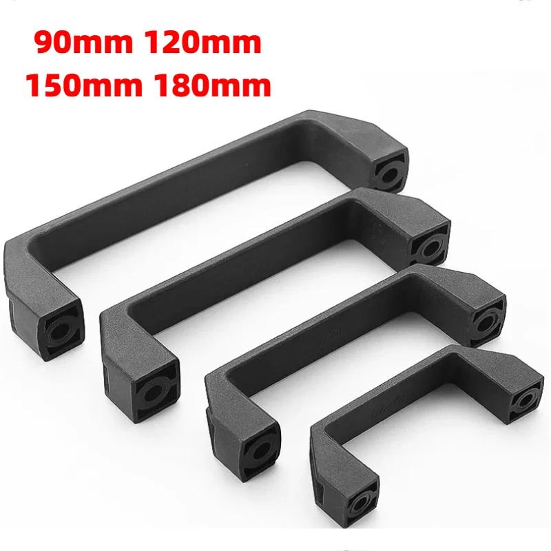 1Pcs 90mm120mm150mm180mm Cabinet Handle Thickened Cabinet Door Handles Black Aluminium Alloy/Plastic Industrial Cabinet Handles