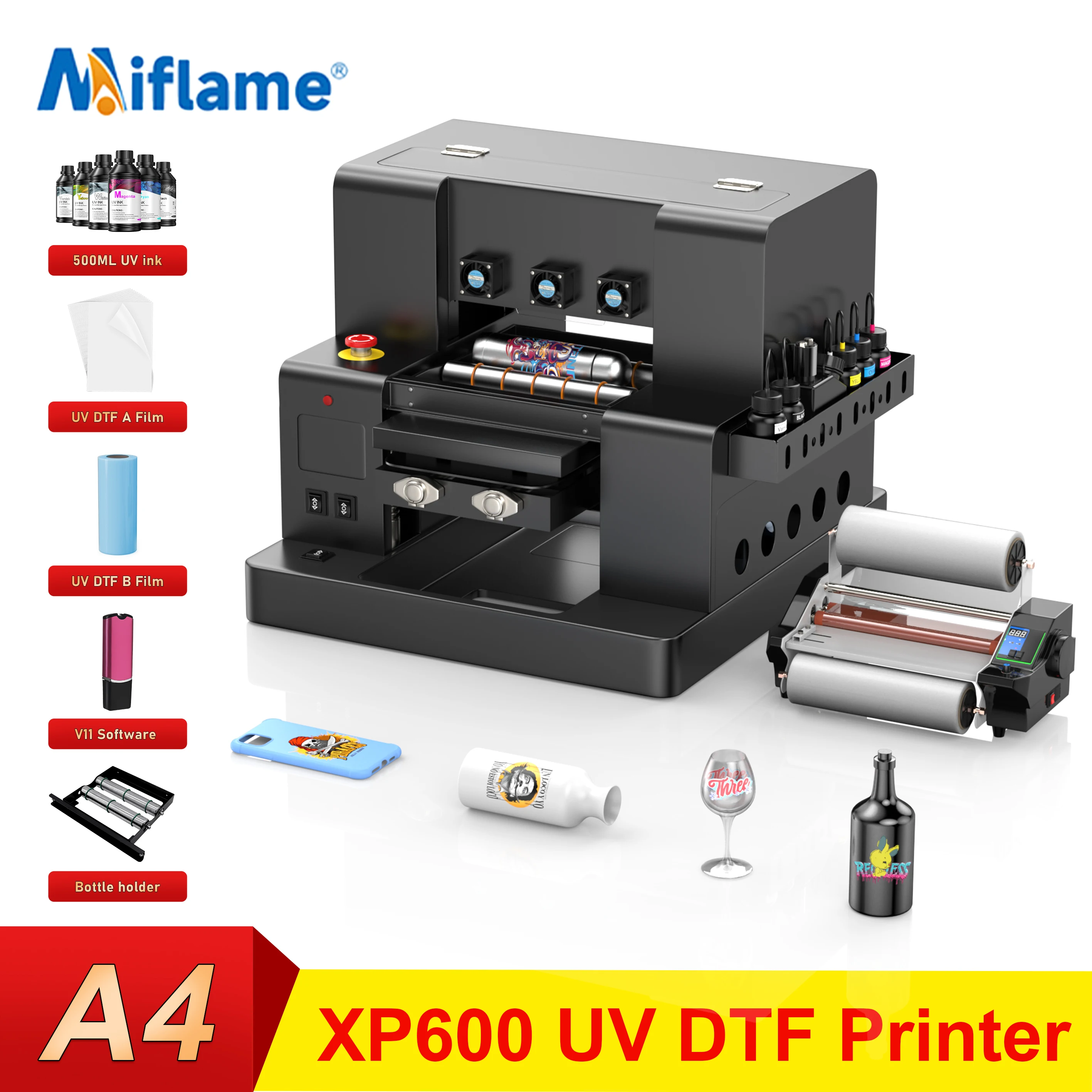 A4 UV Flatbed Printer For Epson XP600 UV DTF Printing Machine A4 UV DTF Sticker Printer For Pen Wood Metal Acrylic UV Printer