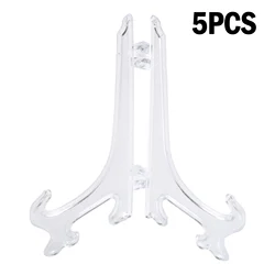 5 Pcs Clear Tray Bracket Plastic Easels Plates Holders Picture Frames Photo Book Pedestal Holders Display Stand Rack Decorations