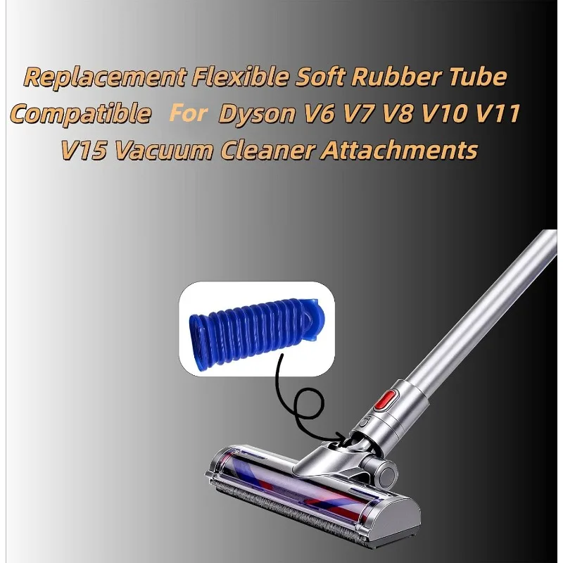 2PCS Lower Duct Flexible Rubber Hose Blue Soft Roller Replacement Hose For Dyson V6 V7 V8 V10 V11 V15 Vacuum Cleaner Accessories