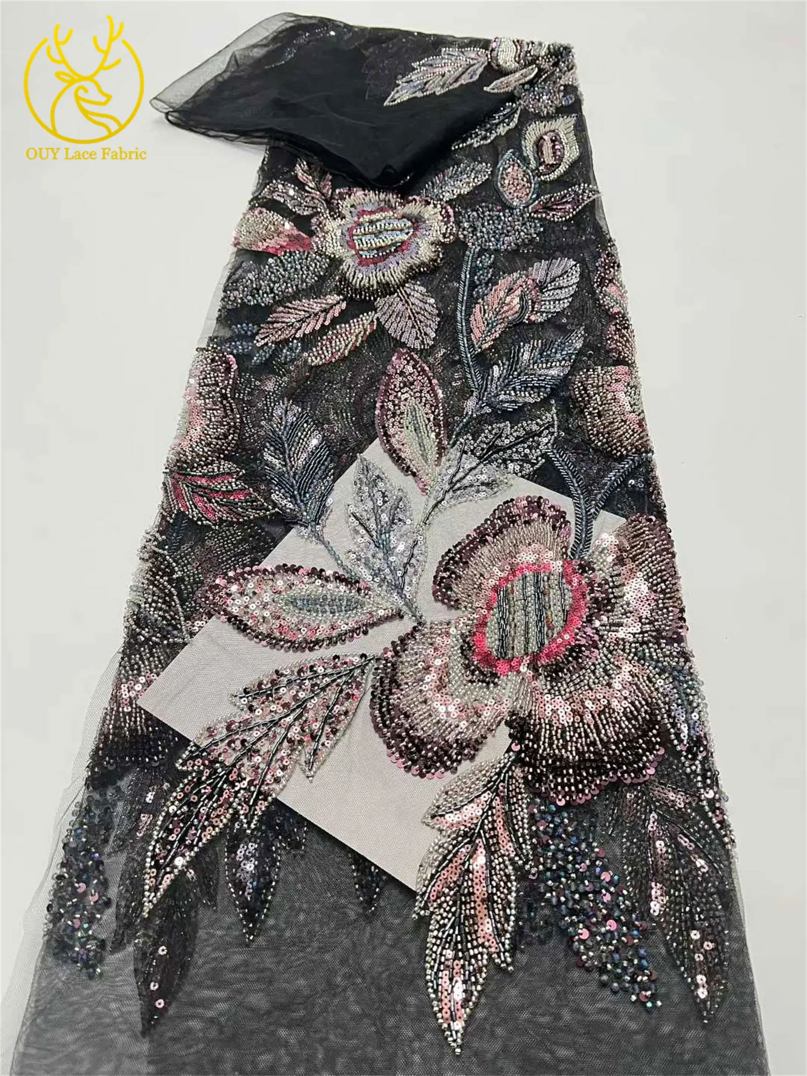 Eleganter Hochwertiger Afrikanischer Spitzenstoff 2026 Königlich Bestickte Französische Pailletten-Spitze für Damenkleider Hochzeitskleidung Näharbeiten – Detail 22