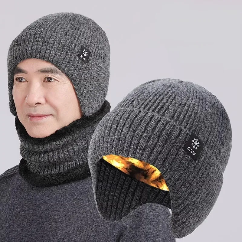 جديد الرجال المخملية بطانة Skullies قبعة صغيرة وشاح سميكة الدافئة الشتاء أبي المخملية غطاء للأذنين قبعة الكروشيه بونيه أفخم محبوك قبعات