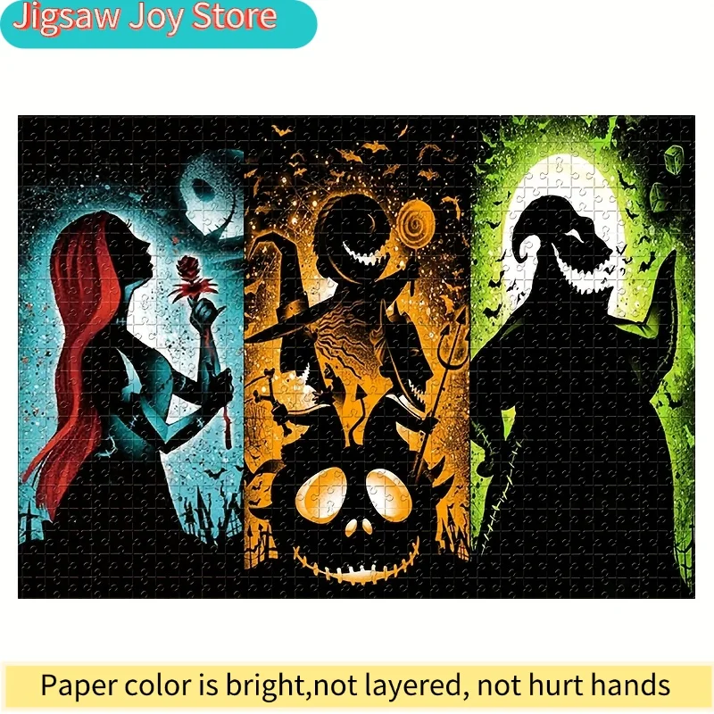 Puzzle 1000 elementów Postacie z kreskówek Miasteczko Halloween Jack i Sally Potwór Puzzle do zawieszenia na ścianie Gra dla dorosłych Prezent dla rodziny