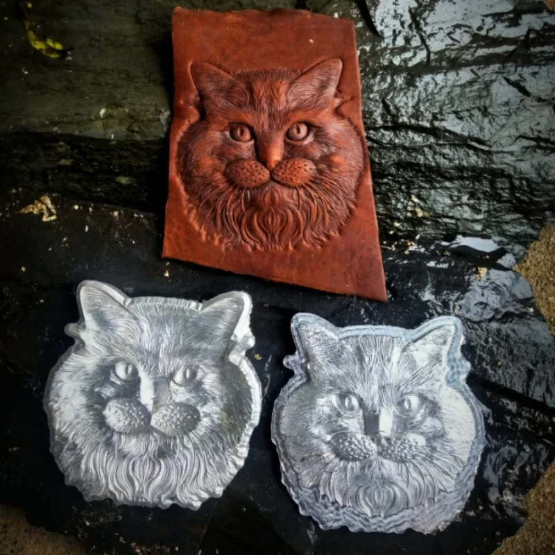

3D кукольная голова кошки, кожаный штамп, металлическая форма, тиснение, вогнутый, выпуклый, ремесленный дизайн логотипа, холодное прессование, консервированные овощами