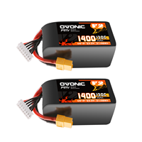Ovonic Lipo Battery 1400mah 6S1P 130C 22.2V  with XT60 Plug for FPV Racing Drones(2 Packs）
