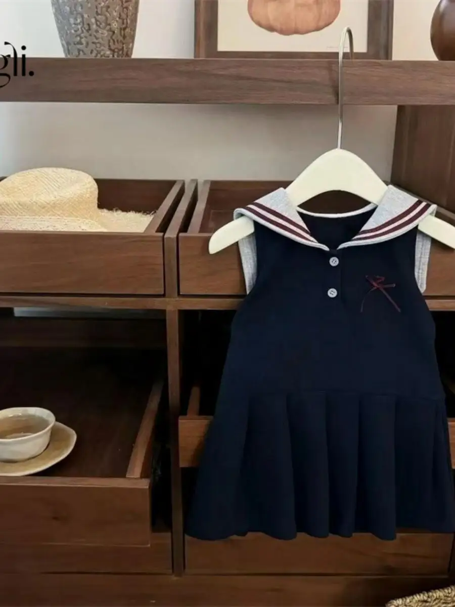 

Корейский летний модный комплект для девочек: топ из чистого шелка с бантом и юбка-сарафан для школы