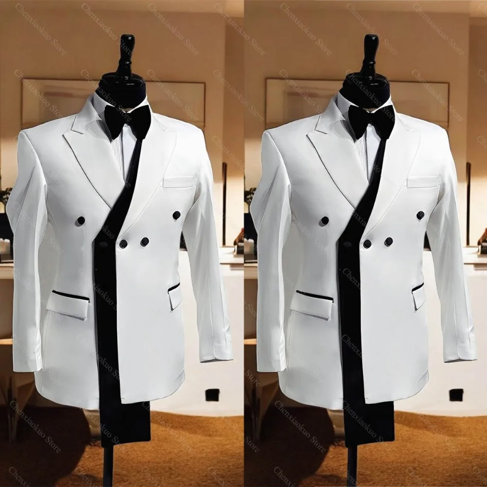Men Jackets One Piece Latest Design Peaked Lapel Male Coat Fashion Double Breasted Wedding Party Formal Basics Blazer 2025