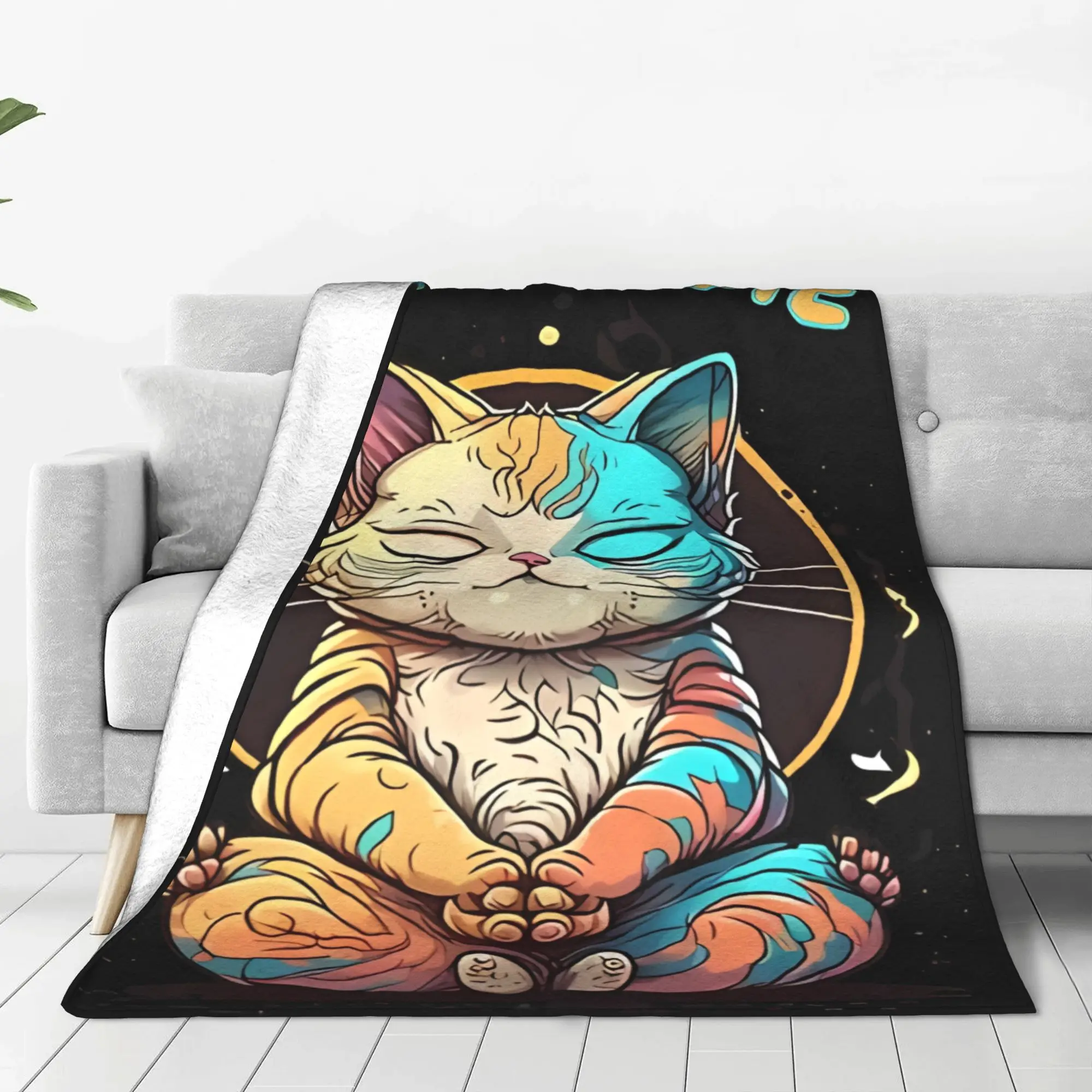 1PC Home Cutecore MEOWMASTE, CAT HUMOR Yoga Blanket Super Cosy Plush Home Living Room Sofa Halloween
