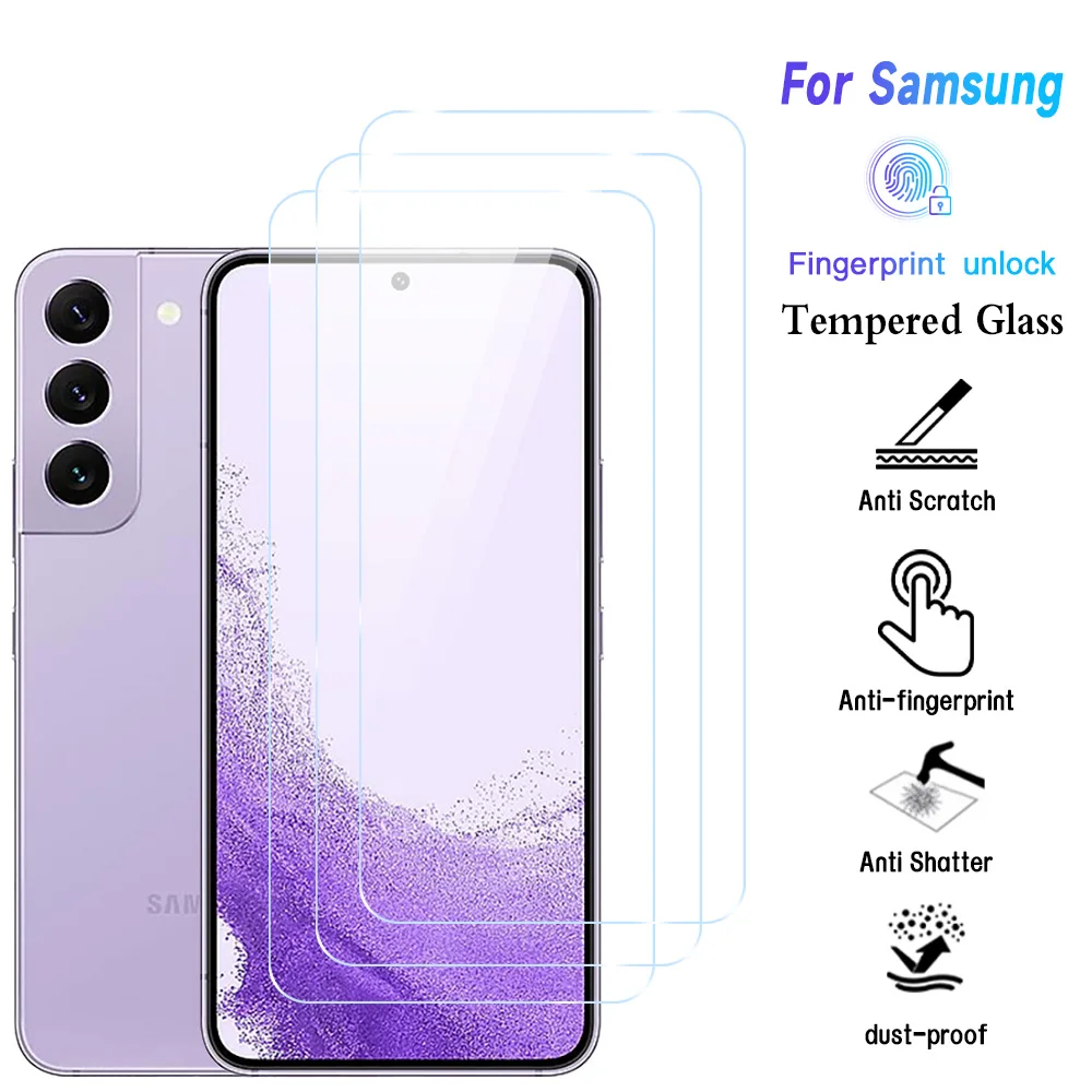 3PC Tempered Glass Screen Protector for Samsung Galaxy S26 S25 S24 Ultra Plus Edge 5G Anti-Scratch Guard Film Fingerprint Unlock