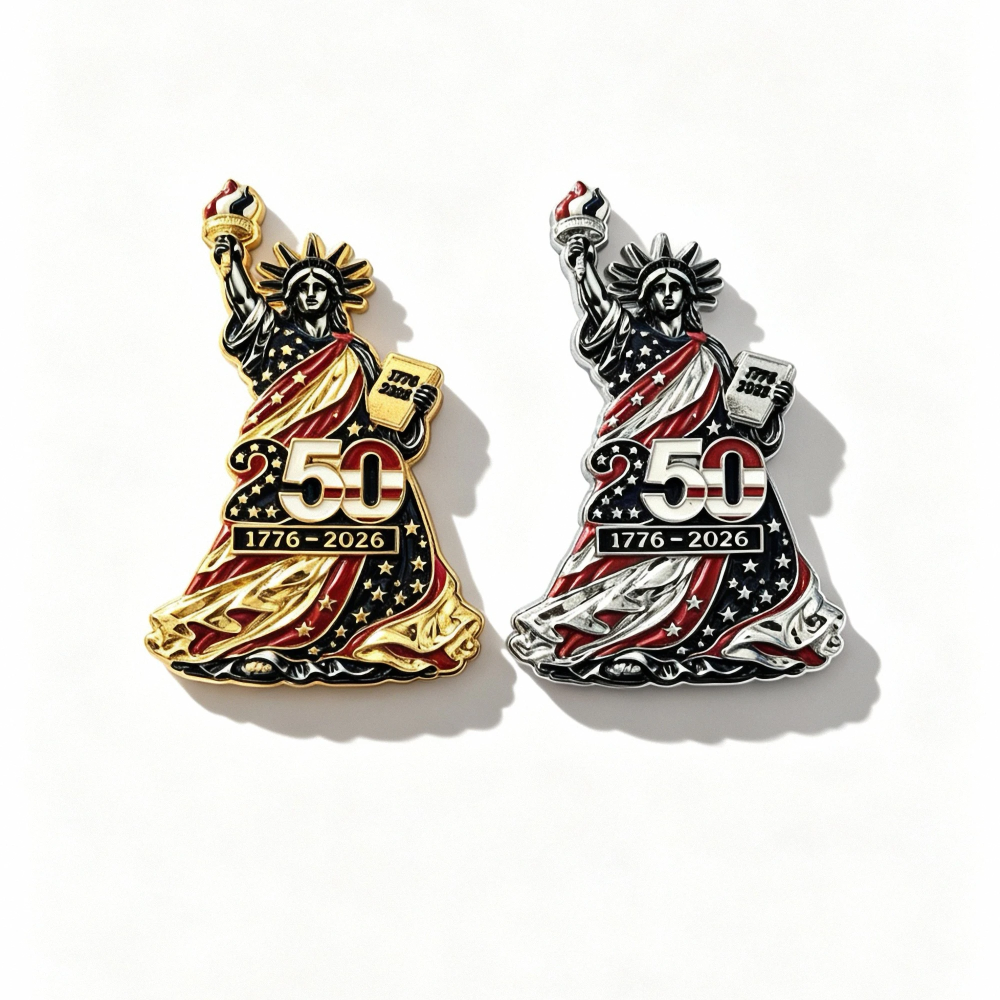 USA 250th Anniversary Eagle Hood Emblem 3D Metal Car Badge Sticker Statue of Liberty American Flag Vehicle Decoration Motorcycle