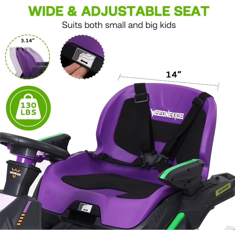 Elektryczny pojazd dla dzieci 24V, duża zabawka wyścigowa na zewnątrz z 4 mocnymi silnikami o łącznej mocy 300W, głośnik Bluetooth i akumulator 24V 7AH.