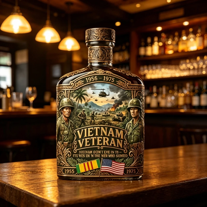 1955-1975 Veteran Whiskey Decanter Patriotic Military Style Barware Home Decoration Collection Ornament