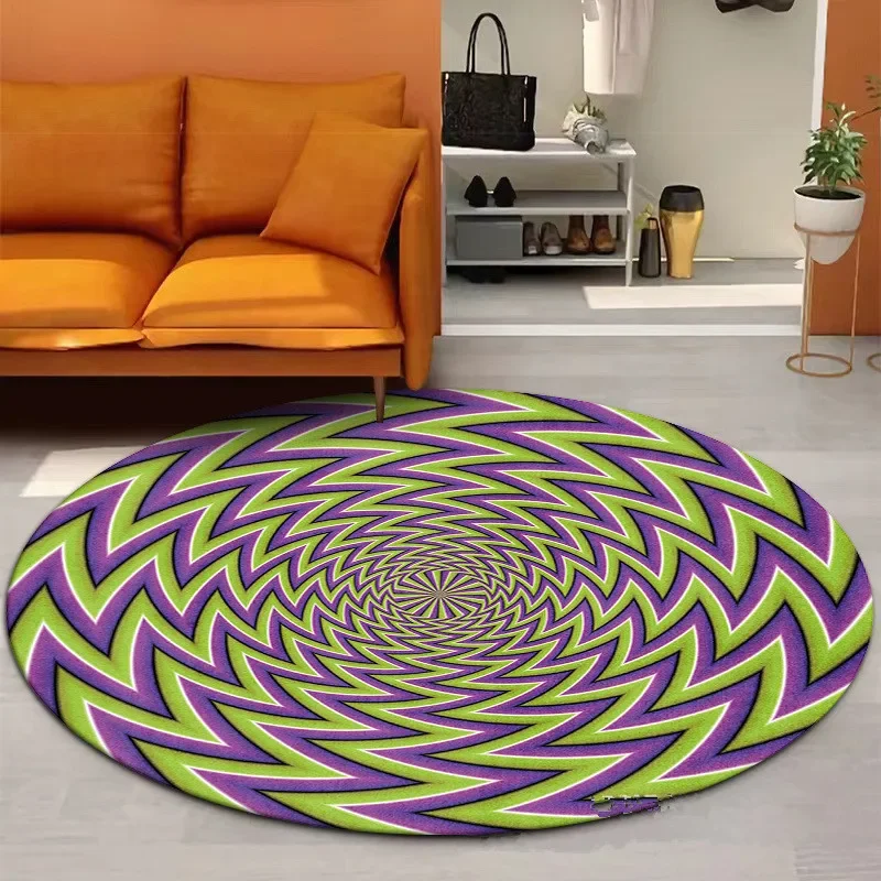 Modern Art Visual Vortex Round Carpets For Home Living Room Decoration Bedroom Floor Mat Colourful Home Decor Kids Play Area Rug