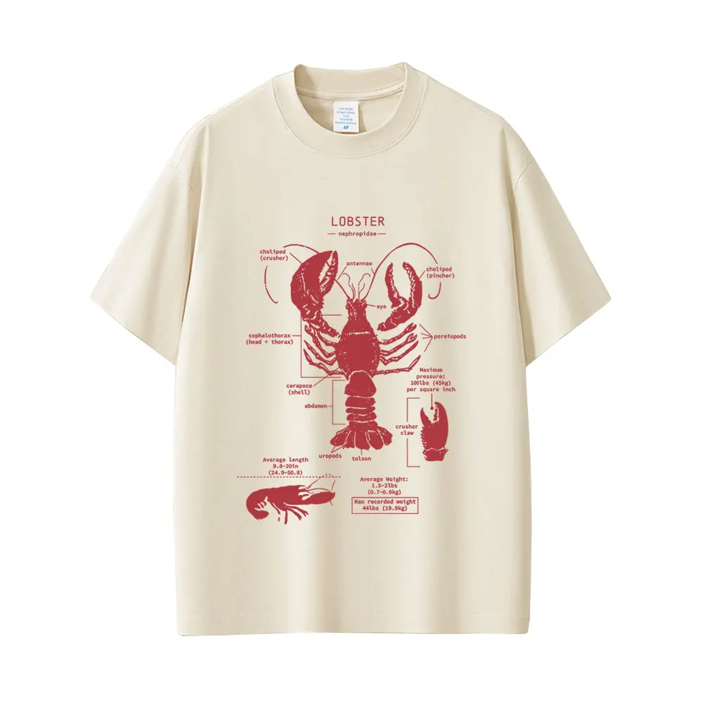 

Funny Lobster Anatomy Graphic T-shirt Men Women Casual Oversized T Shirts Men's Vintage Streetwear Unisex Fashion Short Sleeve