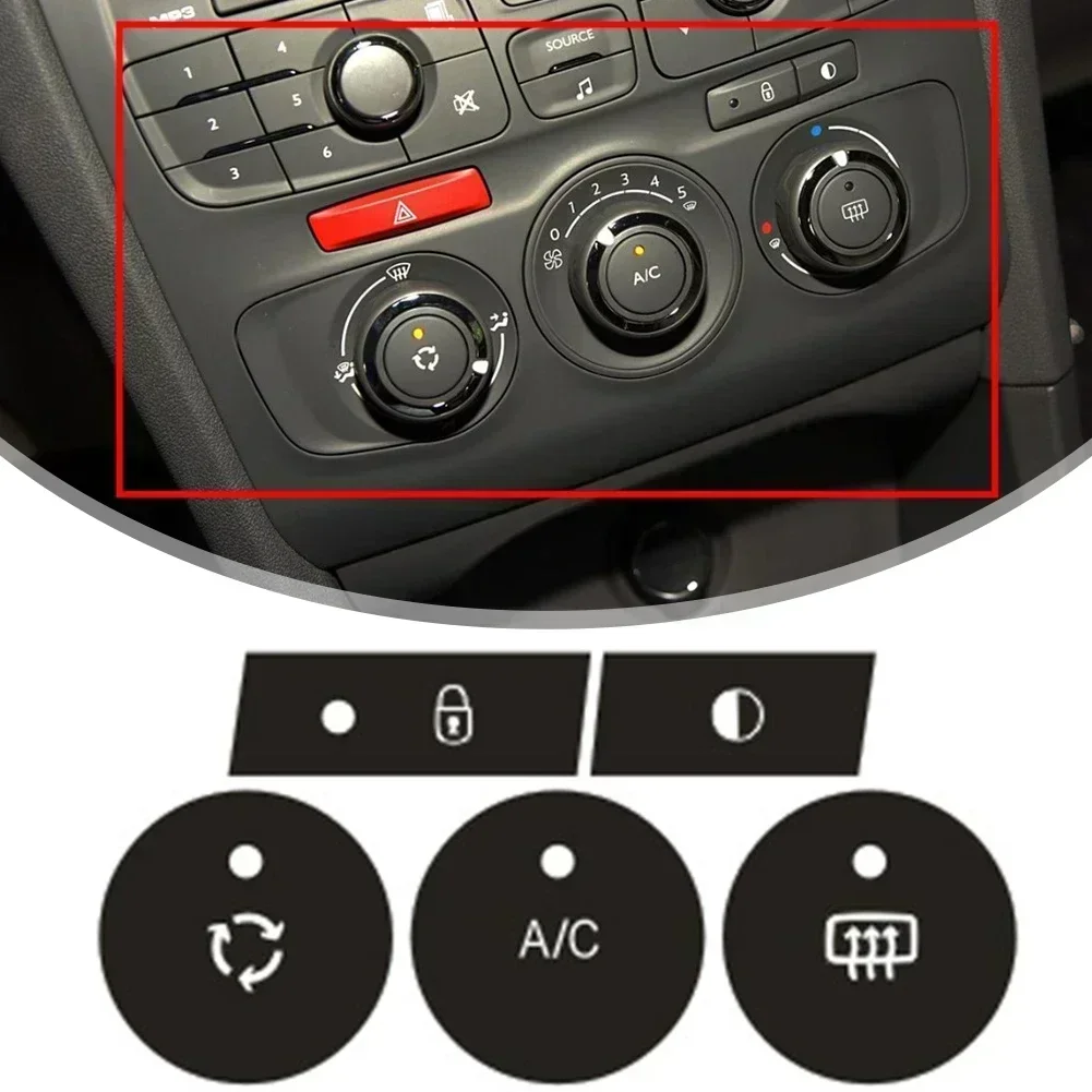 AC Control Button Worn Repair Kit Decals Stickers for C4 2014 2018 Black Overlay White Characters Secure Attachment