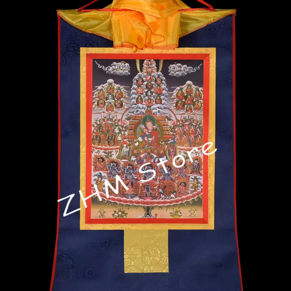 

Tibetan Gold-Plated Guru Padmasambhava Buddha Statue Thangka Painting - Gilded Buddhist Artwork for Decoration And Refuge