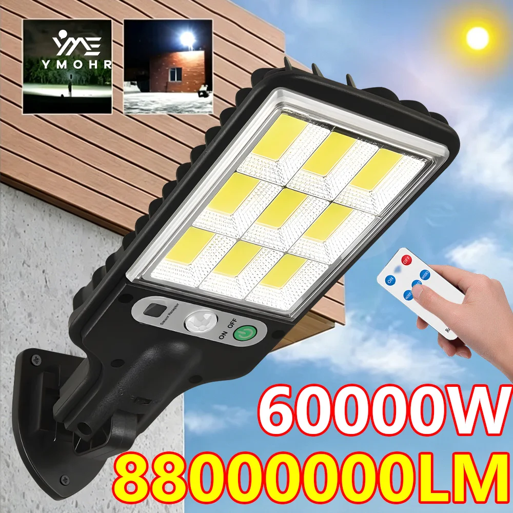 Lampe solaire LED extérieure 88000000LM, lampe solaire murale avec détecteur de mouvement, 3 modes, étanche IP68, lampe solaire de jardin, lanterne