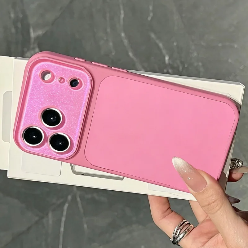 Luxury Aurora Camera Glitter Liquid Silicone Case For iPhone 17 16 15 14 Pro Max Shockproof Shiny Crystal Soft Protective Cover view 3