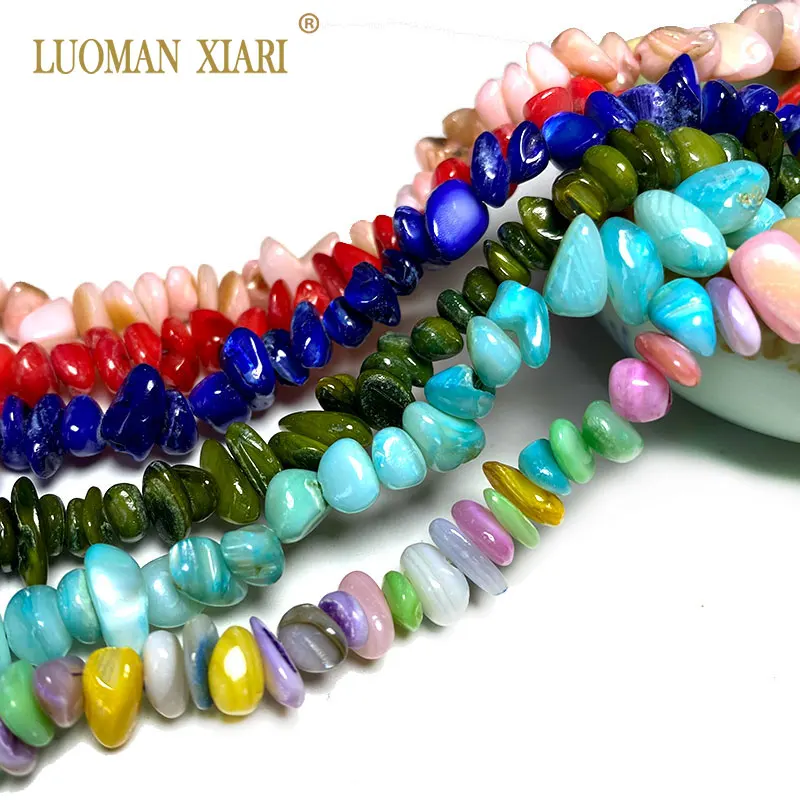 الجملة غير النظامية الطبيعية شل الخرز مختلف اللون الوردي الأزرق بليك الأبيض لصنع المجوهرات سوار ذاتي الصنع 5-8 مللي متر 38-40 سنتيمتر/ستراند