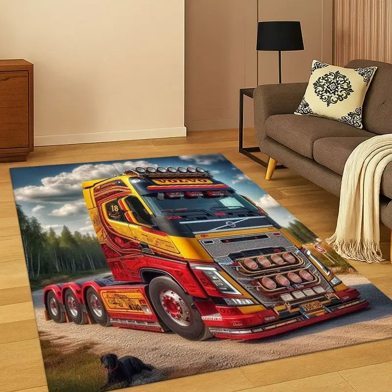 3D Vintage V-Volvo Truck  Large Carpet Rug for Home Living Room Bedroom Sofa Doormat Decor,Area Rug Non-slip Floor Mat MAN Gift