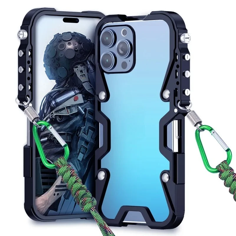 

Suitable for iphone15promax mobile phone case trendy metal mobile phone case protective case personalized anti-drop