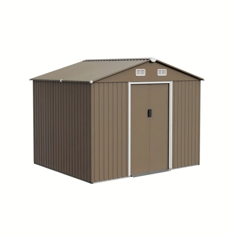 Large Metal Storage Shed Cabinet - Durable Waterproof Outdoor Storage Solution with Double Doorknobs, Air Vents