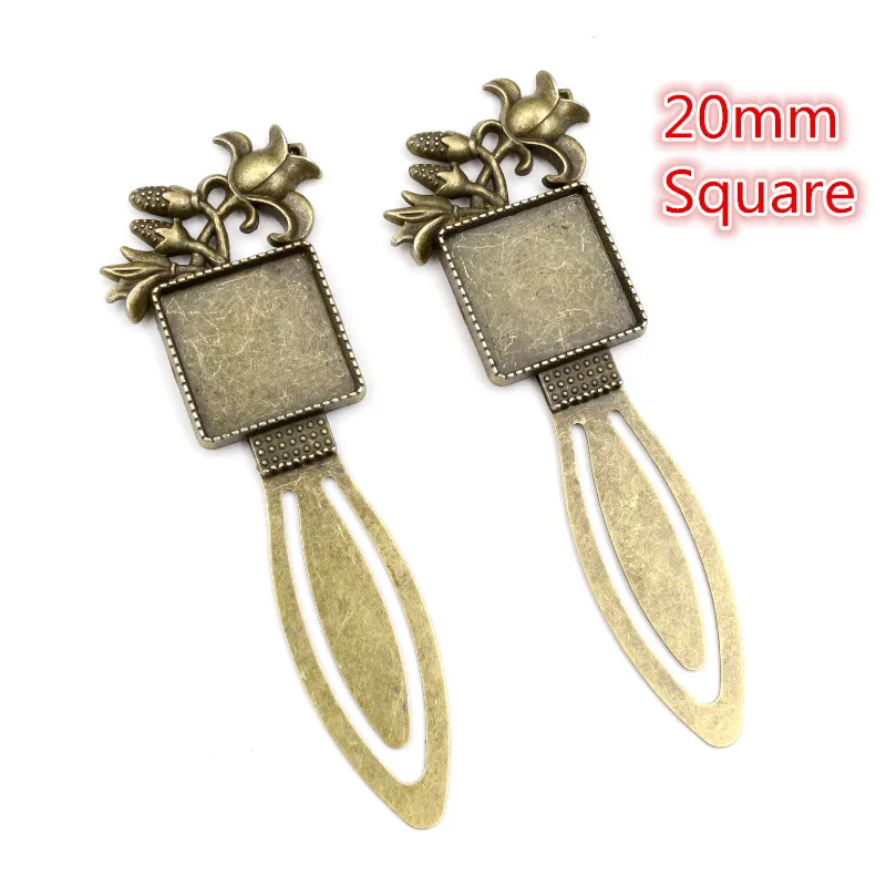 Nowa moda 2 sztuk 18x25mm 20mm wewnętrzna rozmiar antyczny brąz proste kwiat styl ręcznie zakładka Cabochon baza Cameo ustawienie — zdjęcie 4