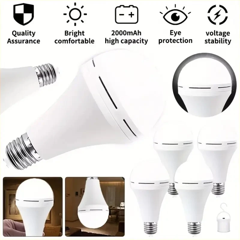 لمبة LED للطوارئ E27 إضاءة LED قابلة لإعادة الشحن محمولة معلقة ضوء ليلي خارجي مقاوم للماء للمنزل والتخييم وصيد الأسماك