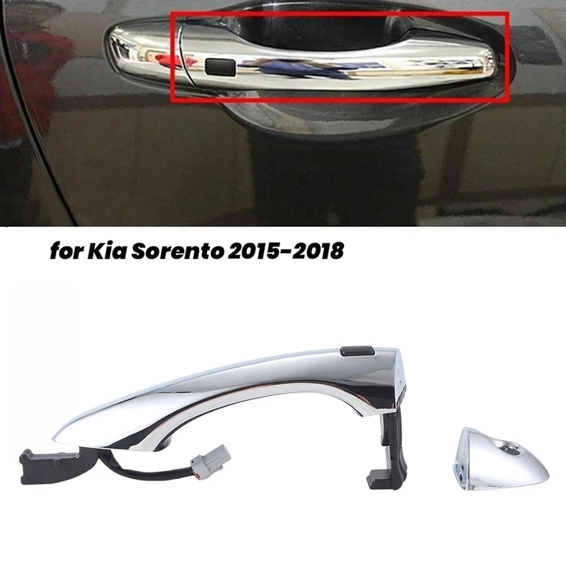 

1Pair Front Door Inductive Chrome Handle Have Button 82651-C5710 82661-C5710 For Kia Sorento 2015-2018 Door Pull Lid Accessories