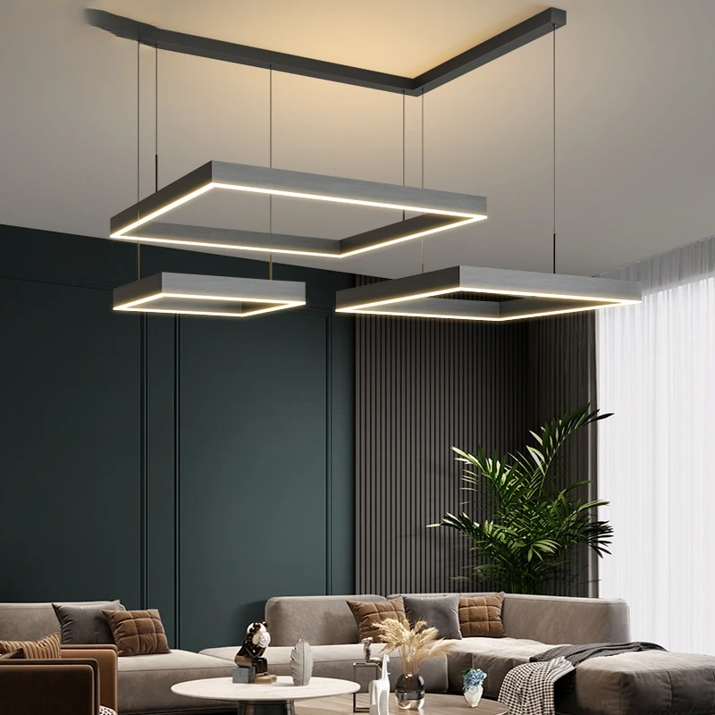 

Remote Dimming Simple Black New Modern LED Chandelier Lights Living Dining Room Bedroom Kitchen Flats Bar Lamps Indoor Lighting