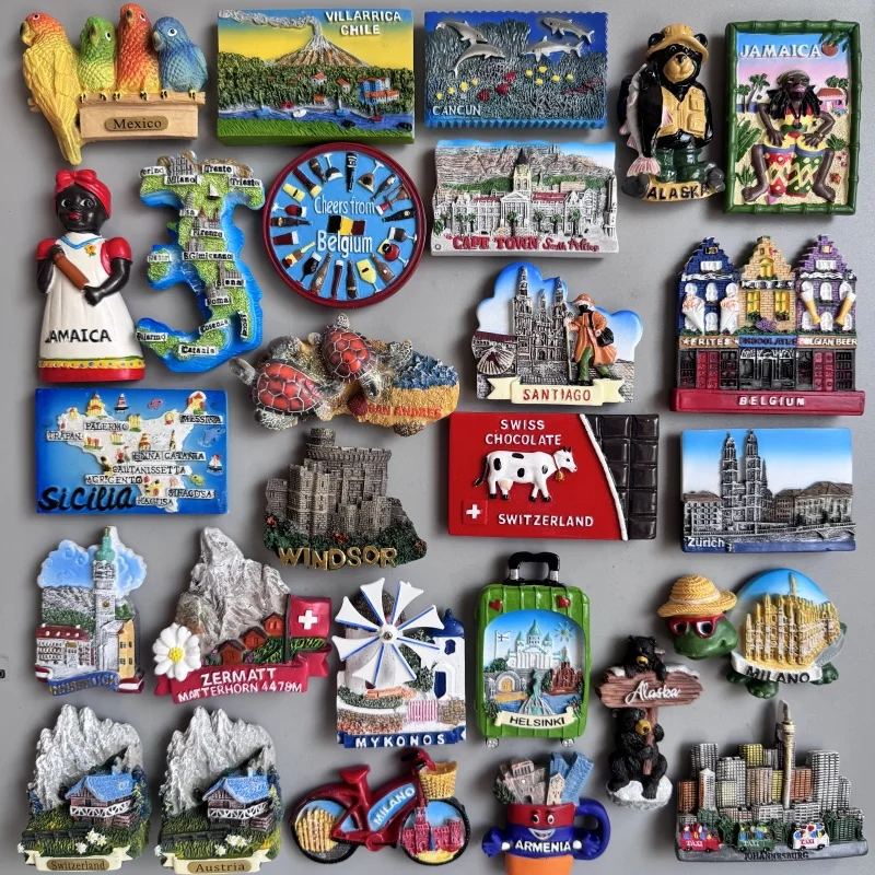 Магниты на холодильник Мексика Швейцарская Аляска Ямайка Италия Бельгия Innsbruck Mykonos Cape Town Виндзор Колумбия Чилий Helsinki ARMENIA