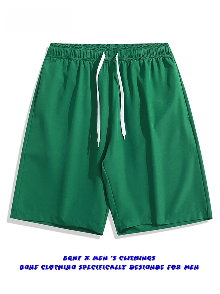 

Ice Silk Quick Dry Sports Casual Shorts Men Summer Versatile Loose Color Five-Quarter Straight Beach Pants