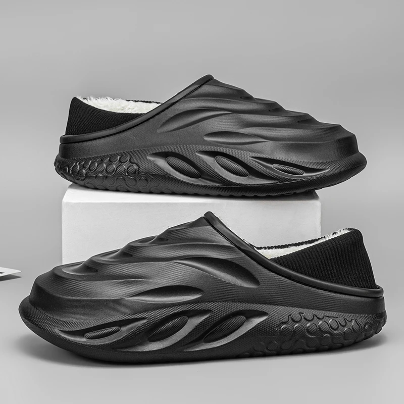 

Slippers for Men Add Velvet Heel Covering Non-Slip Wear-resistant Waterproof Couple Women Home Shoes Shoes for Men Warm New