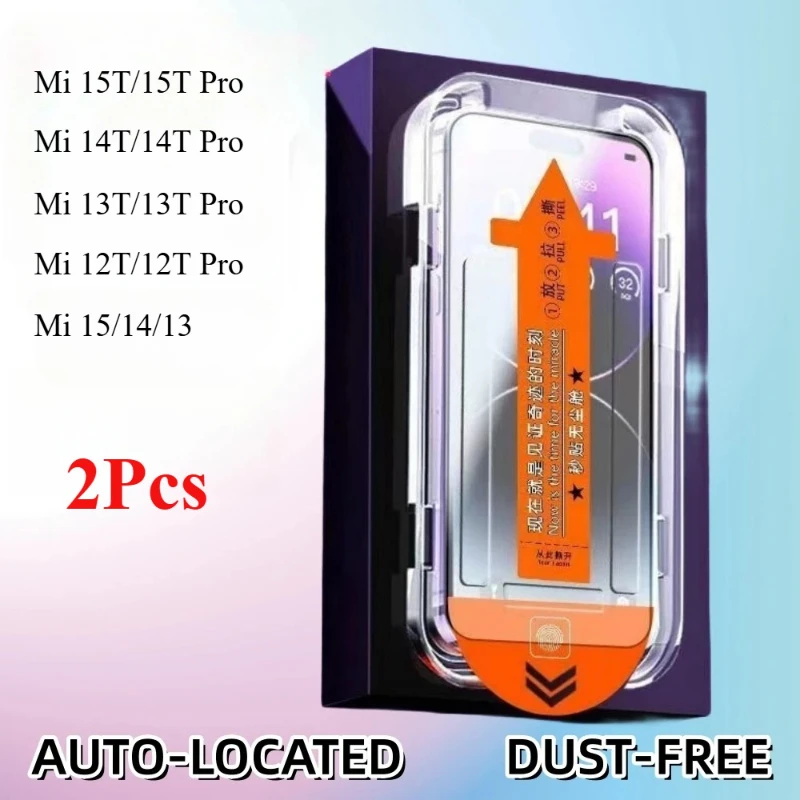 

2PCS For Xiaomi 15T 14T 13T 12T Pro Mi 15 14 13 Tempered Glass Screen Protector Install Auto-Dust Removal Kit