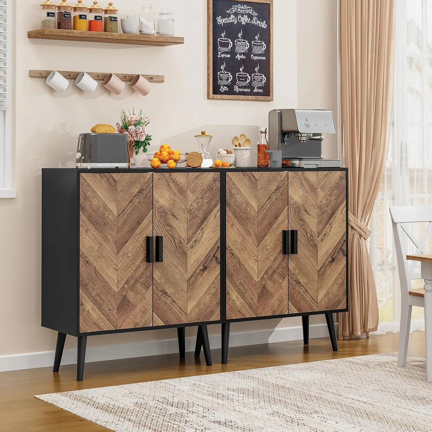 

Sideboard Buffet Cabinet with Storage, Entryway Cabinets, Accent Cabinets for Living Room, Dining Room, Entryway, Black