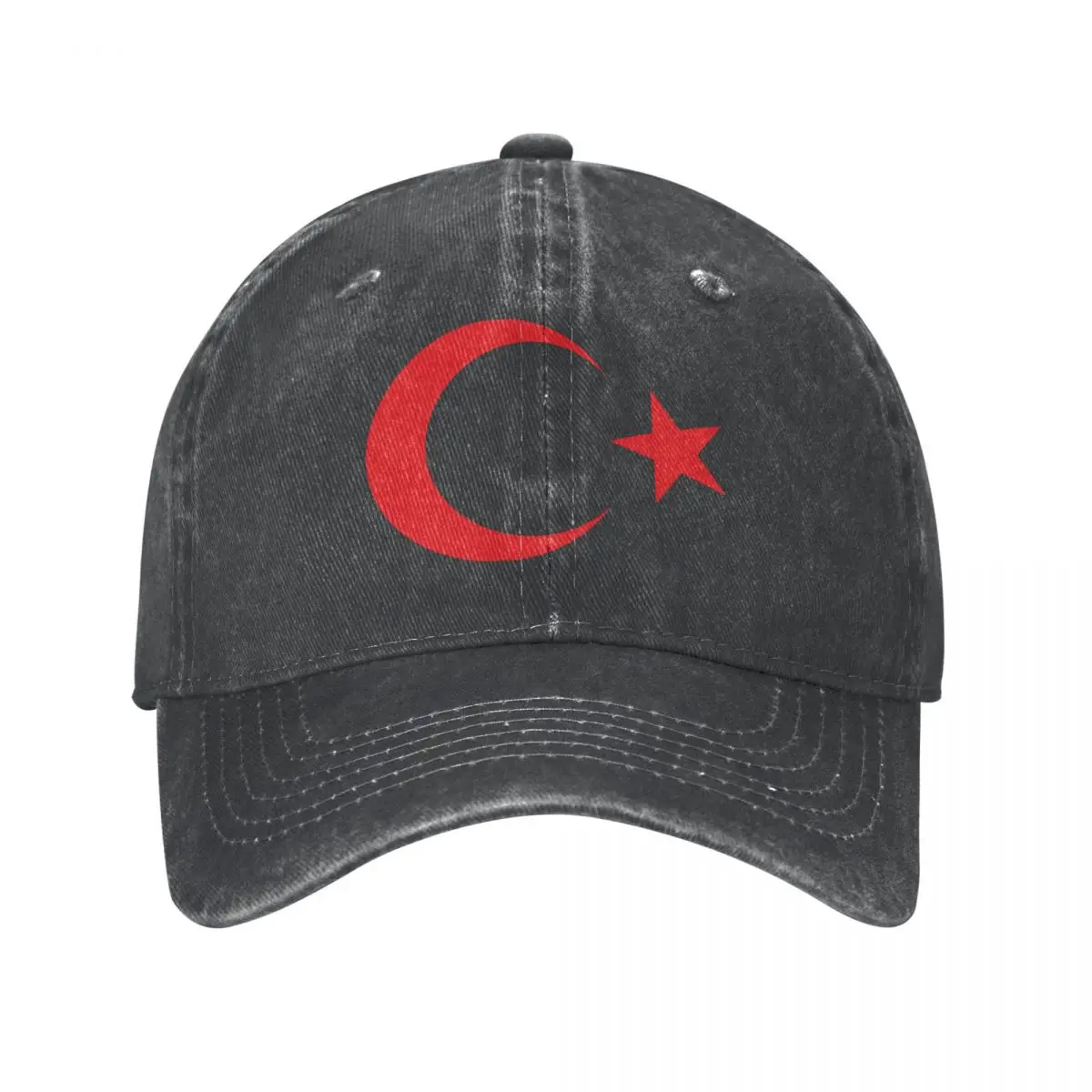 

Men Baseball Cap Turkey Türkiye Emblem Charcoal Washed Denim Classic Vintage Cotton Dad Trucker Hat Unisex Adult