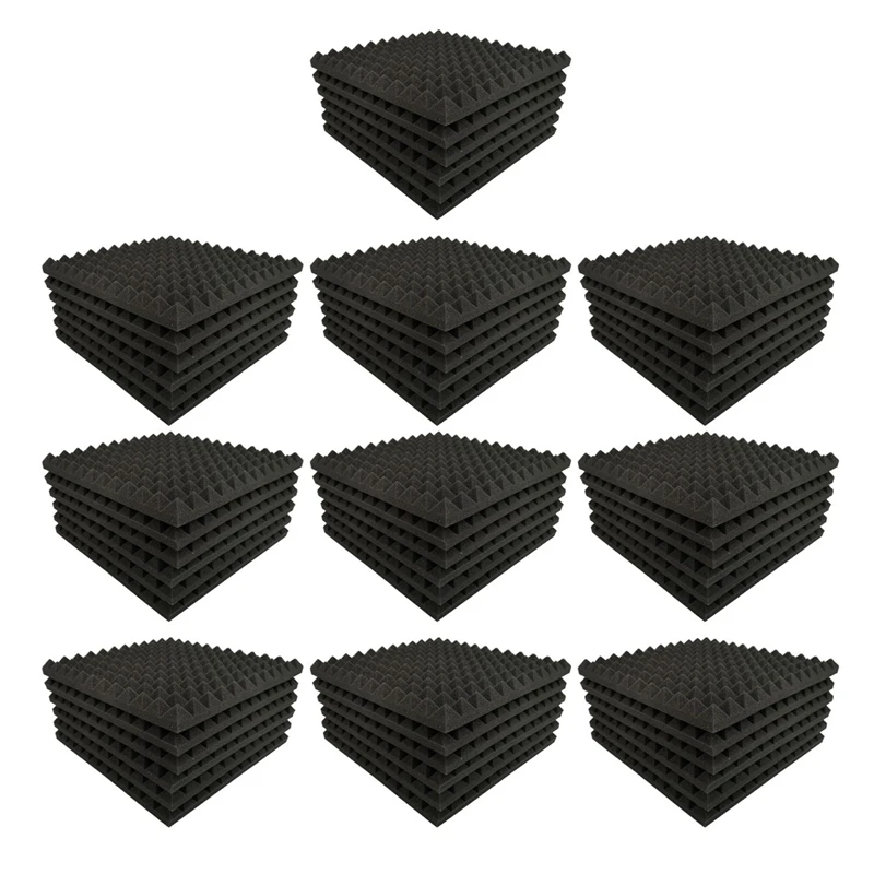 120 Pack Pyramid Shape Soundproof Foam Sound Proof Padding Treatment Panel For Echo Bass Insulation