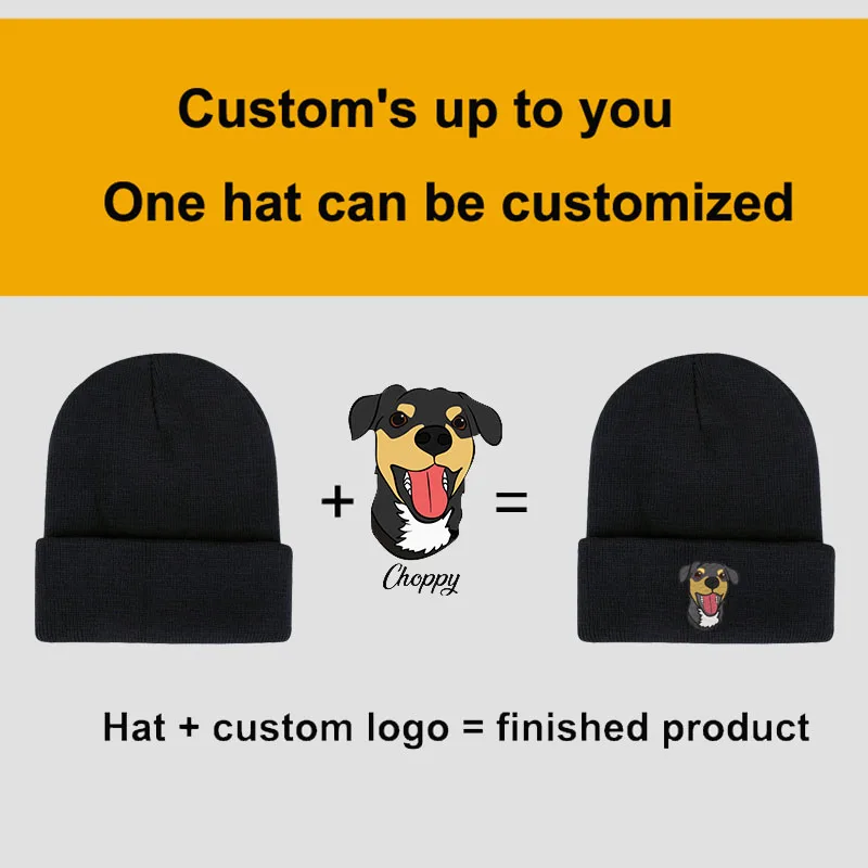 Custom Logo Men Winter Hat Embroidery Letters Knitted Ladies Hats Beanies Stocking Skull Bonnet Cap For Women