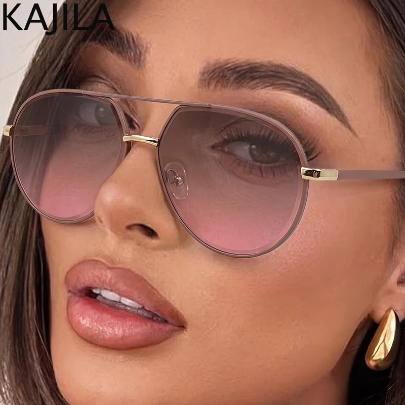 

Oversized Pilot Sunglasses Women Big Frame 2026 Luxury Brand Trendy Double Bridge Oval Punk Sun Glasses for Lady Vintage Shades