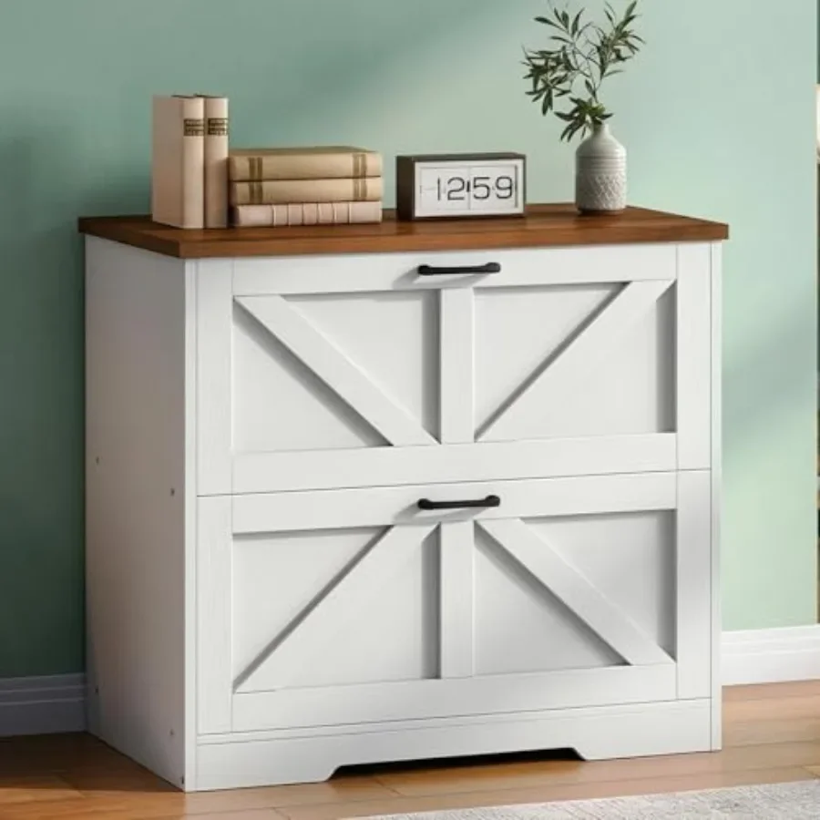 2 Drawer File Cabinet, Farmhouse Lateral Filing Cabinet for Letter/A4/Legal Size, Large Wooden Office Storage Cabinet, Printer