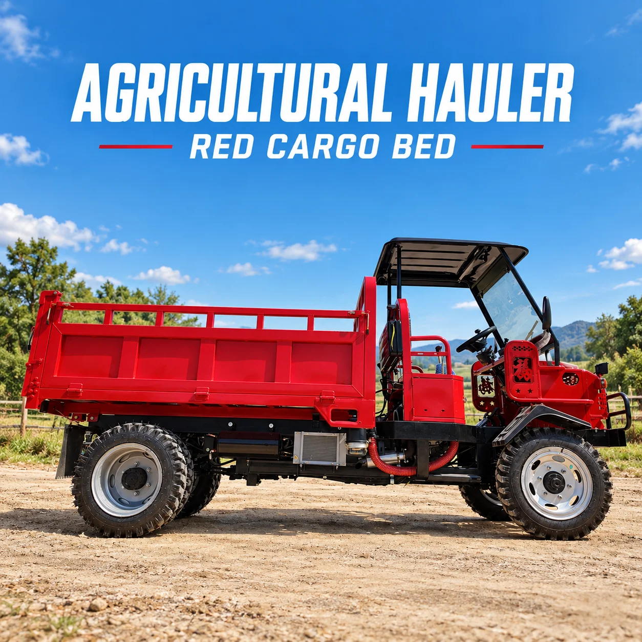 Open Cab Cargo Truck with Canopy and Four Wheel Agricultural Chassis for Rural Tasks