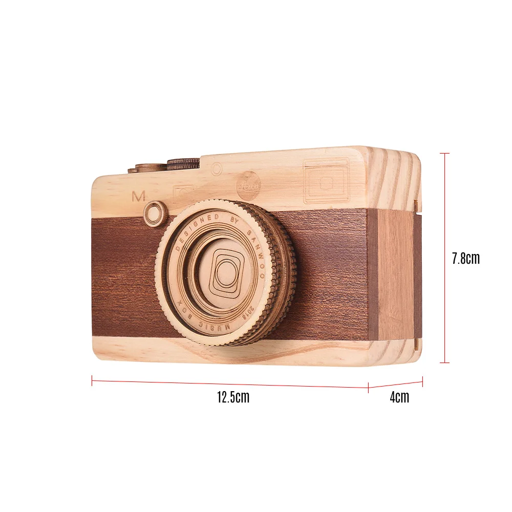 Wooden Music Box  Camera Design Classical Melody Birthday Christmas Festival Musical Gifts Home Office Decoration Crafts - Image 6