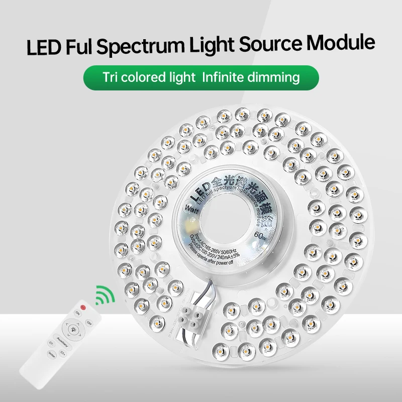 

Комплект светодиодных панелей с регулируемой яркостью, 60 Вт, 100 Вт, круглый сменный модуль потолочного вентилятора, 220 В-240 В для домашнего освещения