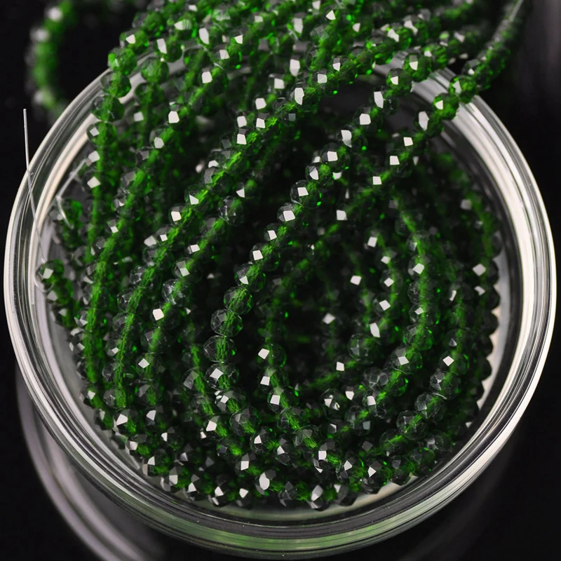 Rondelle Faceted Czech Crystal Glass  Deep Green Color 3mm 4mm 6mm 8mm 10mm 12mm Loose Spacer Beads for Jewelry Making DIY